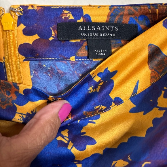 All Saints Asymmetrical Yellow and Blue Floral Skirt - Picture 4 of 7